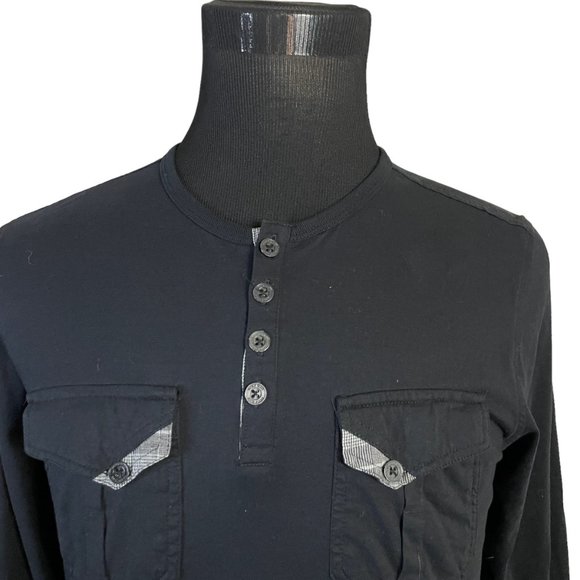 Buckle Black | Men's Athletic Fit Double Front Pockets Long Sleeve Shirt Small - Picture 2 of 6
